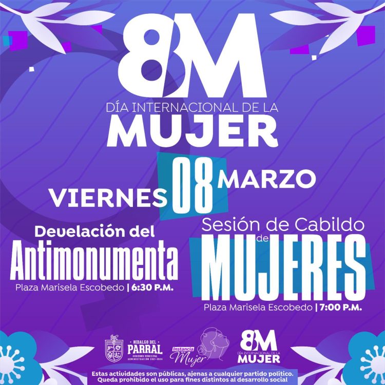 Gobierno Municipal invita a participar en los eventos conmemorativos al Día Internacional de la Mujer