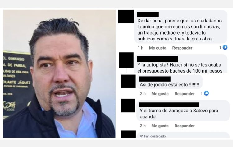 ¡Ni la burla perdonan!; critican parralenses a Diputado Piñón, por bacheo en la Vía Corta