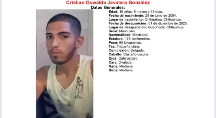 Originario de Chihuahua, desapareció en Guachochi desde hace 4 meses