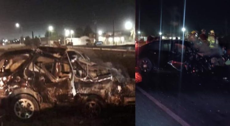 ¡Tragedia en NCG!, chocan y mueren calcinados dos conductores