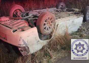 Choque y volcadura dejó a un herido en Cuauhtémoc