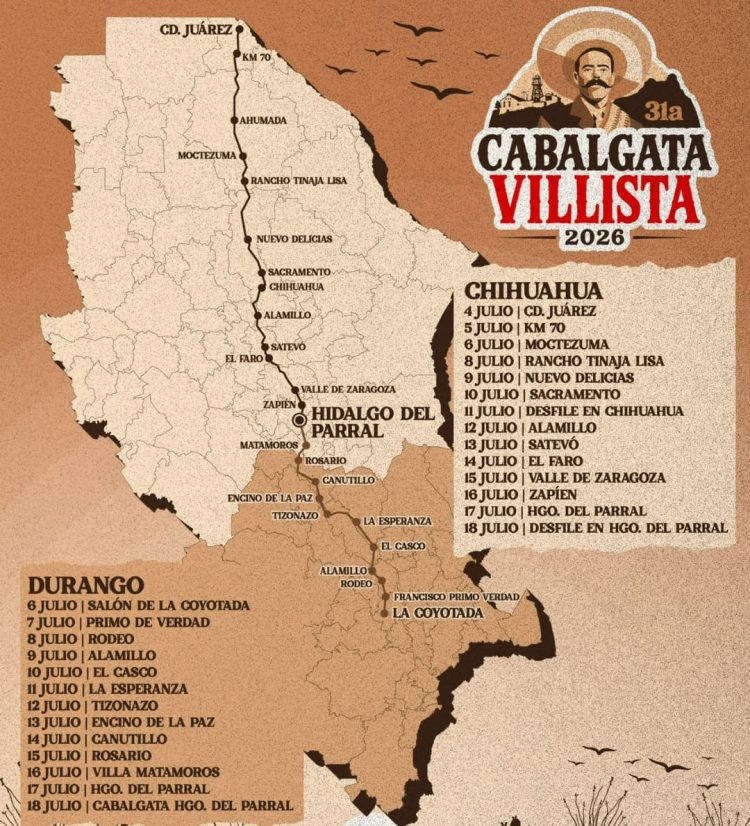 Gobierno de Parral presenta el recorrido oficial de la Gran Cabalgata Villista 2026