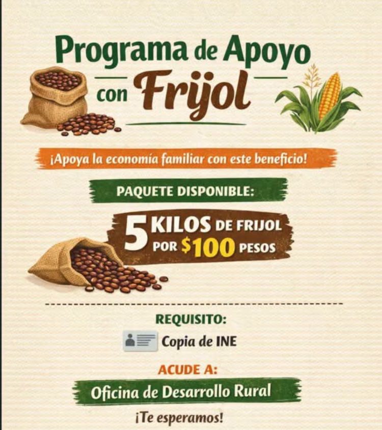 ¡Apoyo a la economía familiar de Allende!Ofrecen paquete de 5 kilos de frijol por solo 100 pesos